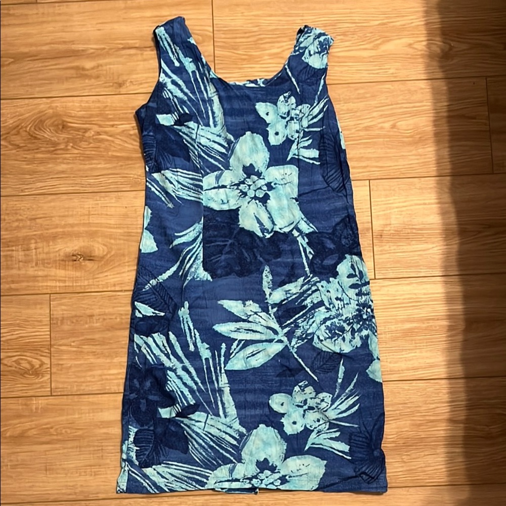 Vintage Jams World blue hibiscus mini dress in print Bali